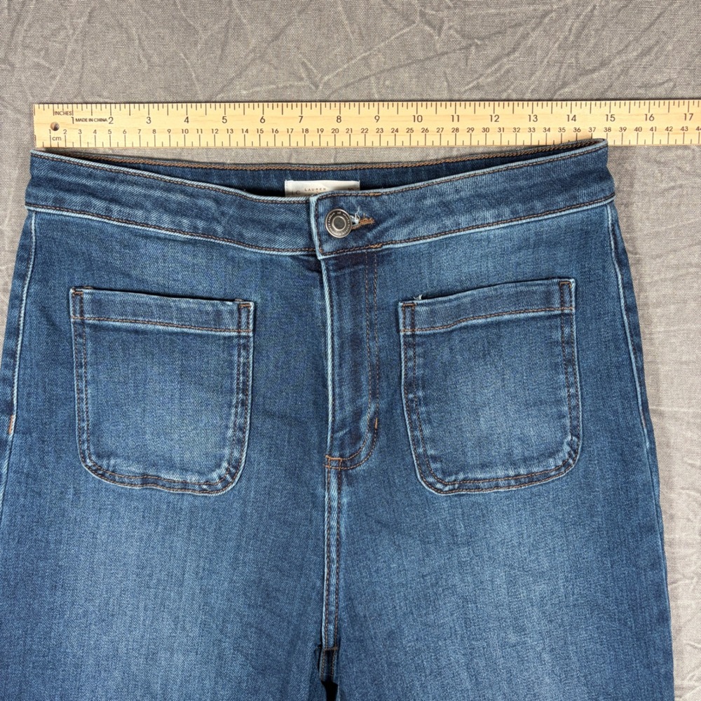 LC Lauren Conrad Womens Wide Leg Patch Pocket Jeans Medium Wash Blue Size 10 - Picture 4 of 8